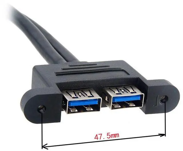 Alt view image 2 of 6 - Vszerda USB 3.0 Front Panel Header 19/20Pin 1 Male to 2 USB 3.0 Female Panel Port Extension Cable 0.5M with Panel Mount Screw
