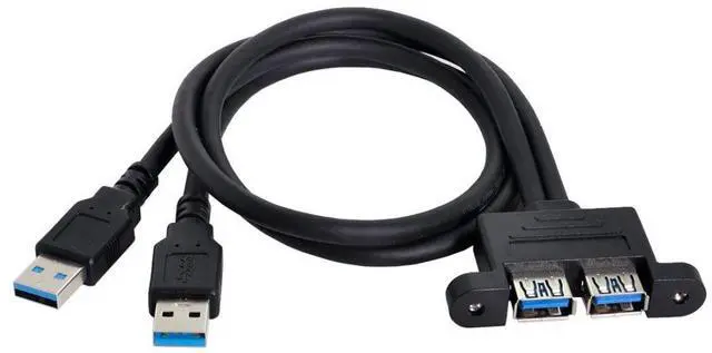 Main image of Vszerda USB 3.0 Front Panel Header 2 Male to 2 USB 3.0 Female Panel Port Extension Cable 0.5M with Panel Mount Holes