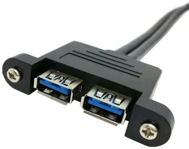 Alt view image 2 of 7 - Vszerda USB 3.0 Front Panel Header 2 Male to 2 USB 3.0 Female Panel Port Extension Cable 0.5M with Panel Mount Holes