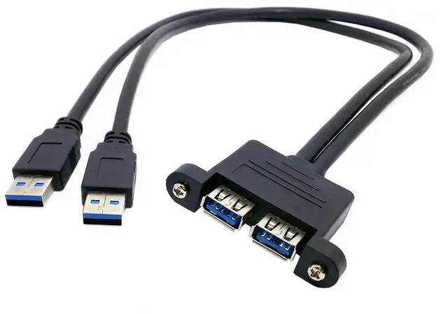 Alt view image 5 of 7 - Vszerda USB 3.0 Front Panel Header 2 Male to 2 USB 3.0 Female Panel Port Extension Cable 0.5M with Panel Mount Holes