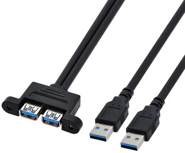 Alt view image 6 of 7 - Vszerda USB 3.0 Front Panel Header 2 Male to 2 USB 3.0 Female Panel Port Extension Cable 0.5M with Panel Mount Holes