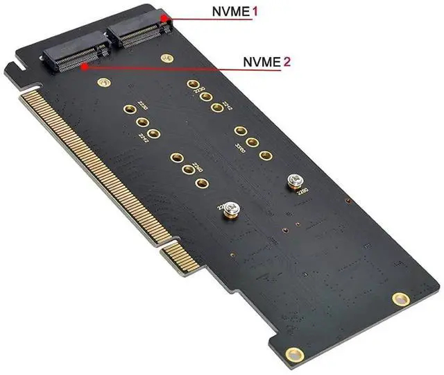 Alt view image 7 of 7 - Vszerda M.2 NVME Gen 3.0 Adapter M.2 NVME AHCI X4 to PCIE Express 3.0 Gen3 X16 Raid Card VROC Raid0 Hyper Adapter