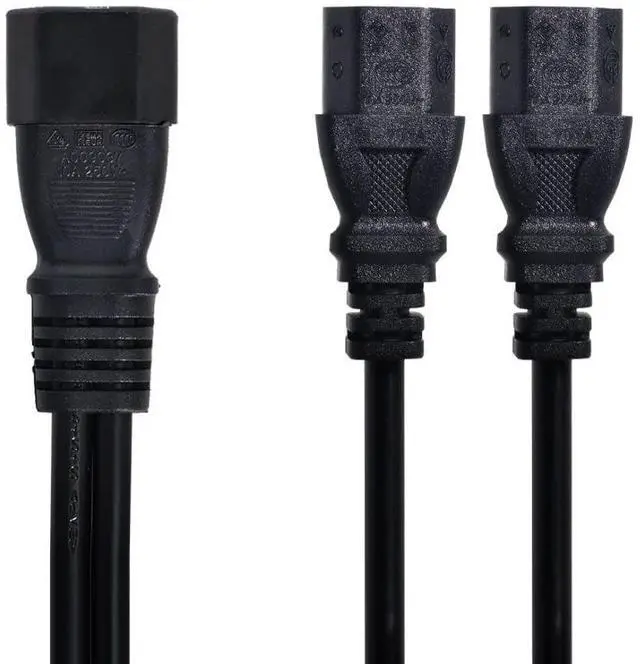 Alt view image 5 of 7 - Vszerda 2 Pack IEC 320 C14 1 Male to 2 C13 Female Y Splitter Power Extension Cable Adapter for Monitor/Computer/PDU Chassis/Printer