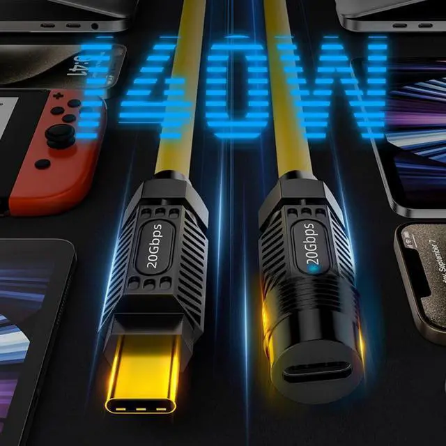 Alt view image 2 of 7 - Vszerda USB C Stretch Coiled Extension Cable 20Gbps 140W 8K 5K 4K@60Hz USB4.0 Compatible with Thunderbolt3/4 1.8M