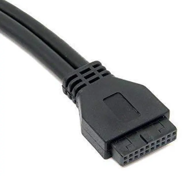 Alt view image 2 of 4 - USB 3.0 Dual Ports A Female Screw Mount Type to Motherboard 20pin Header Cable Black