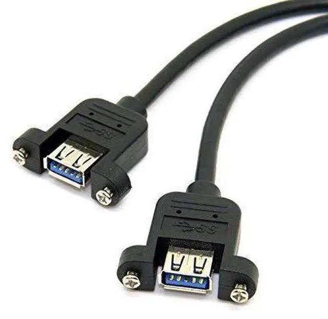 Alt view image 3 of 4 - USB 3.0 Dual Ports A Female Screw Mount Type to Motherboard 20pin Header Cable Black