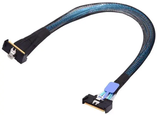 Alt view image 6 of 6 - Vszerda PCI-E 5.0 Mini Cool Edge IO MCIO 74Pin Slimline SAS 8i 74Pin 24 Gbps 90 Degree UP Angled Extension Cable 35cm