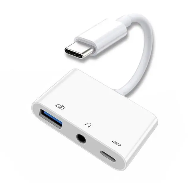 Main image of Vszerda 3 in 1 USB C to 3.5mm Audio AUX & USB 2.0 Socket OTG Adapter with PD 15W Charge for Laptop Tablet Phone