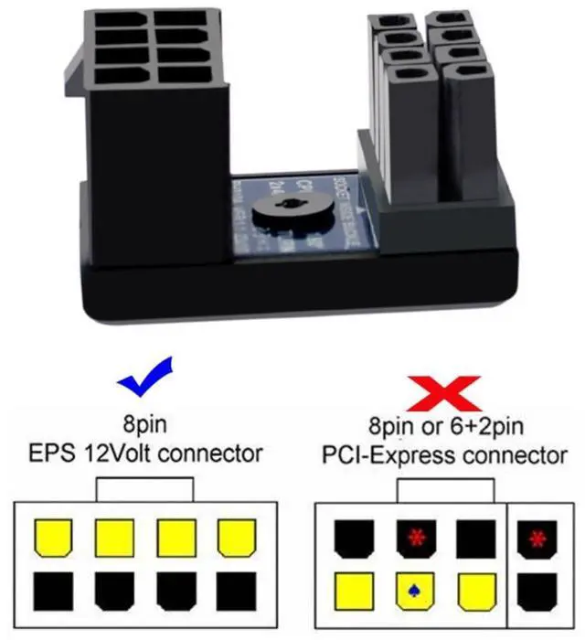 Alt view image 2 of 7 - Vszerda 2 Pack ATX 8Pin EPS 12V 180 Degree Angled CPU Power Socket Inside Buckle Connector Adapter