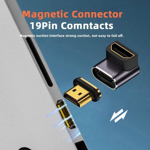 Alt view image 3 of 7 - Vszerda HDMI 2.1 Magnetic Connector, HDMI Male to Female 90 Degree Down Low Angled 8K@60Hz 4K@120Hz 48Gbps High Speed Gold Plated Gender Change Adapter