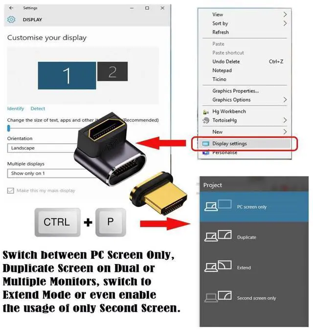 Alt view image 7 of 7 - Vszerda HDMI 2.1 Magnetic Connector, HDMI Male to Female 90 Degree UP Low Angled 8K@60Hz 4K@120Hz 48Gbps High Speed Gold Plated Gender Change Adapter