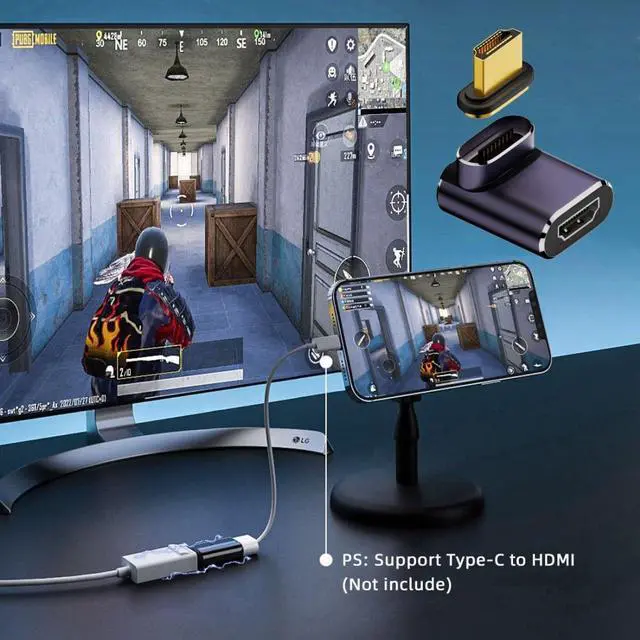 Alt view image 4 of 7 - Vszerda HDMI 2.1 Magnetic Connector, HDMI Male to Female 90 Degree UP Angled 8K@60Hz 4K@120Hz 48Gbps High Speed Gold Plated Gender Change Adapter