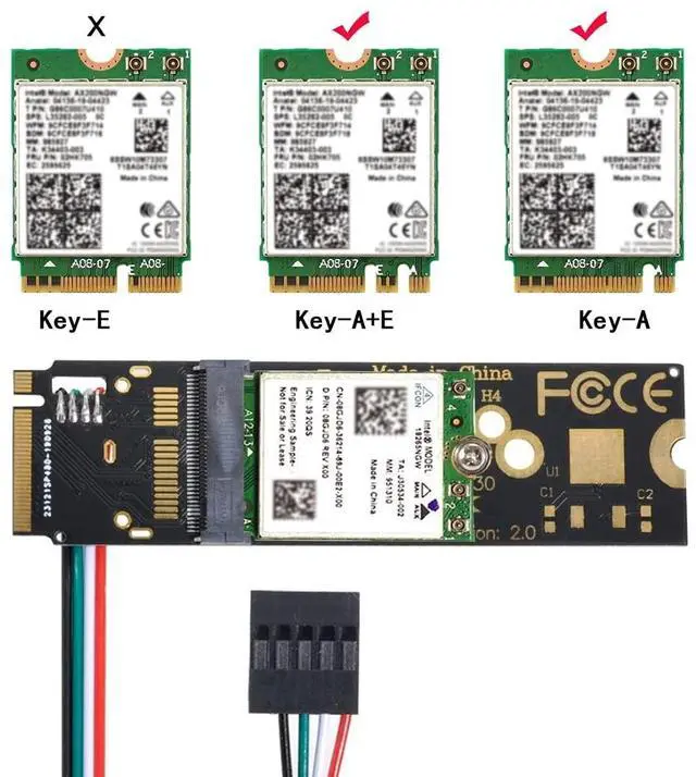 Alt view image 2 of 7 - Vszerda NGFF Key-A/E Card to PCI-E M.2 NGFF Key-M NVME SSD Adapter for AX200