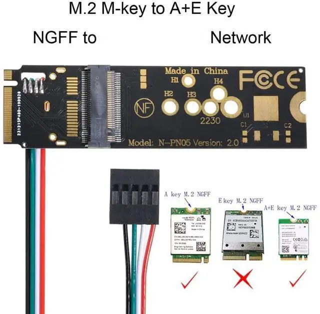 Alt view image 3 of 7 - Vszerda NGFF Key-A/E Card to PCI-E M.2 NGFF Key-M NVME SSD Adapter for AX200