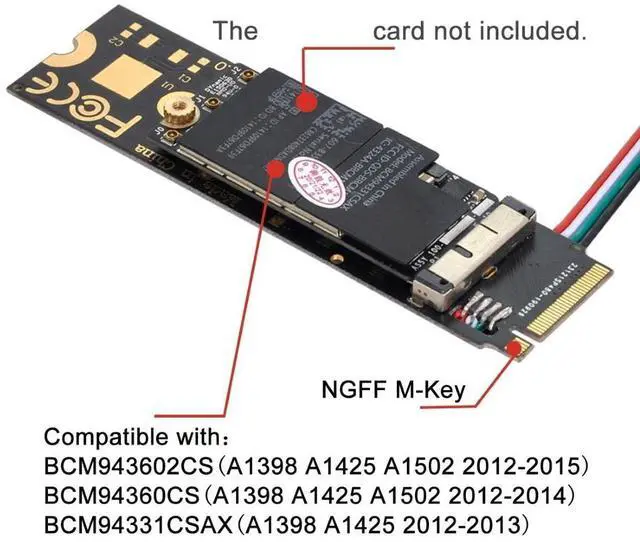 Alt view image 6 of 7 - Vszerda 6 Pin + 12 Pin Card to M.2 NGFF Key-M NVME SSD Adapter for BCM94360CD BCM94360CS BCM943602CS BCM94360CS2