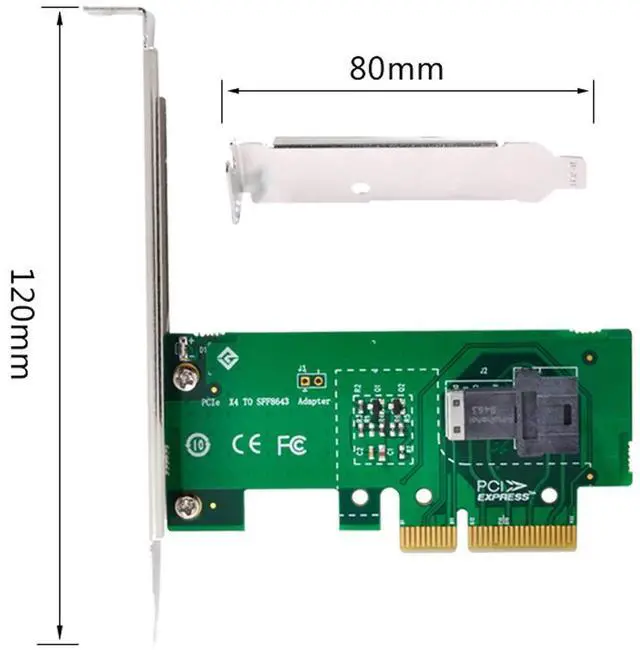 Alt view image 5 of 6 - Vszerda SFF-8643 to PCI-E 4X Adapter with Bracket for Mainboard U.2 SFF-8639 SSD Expansion