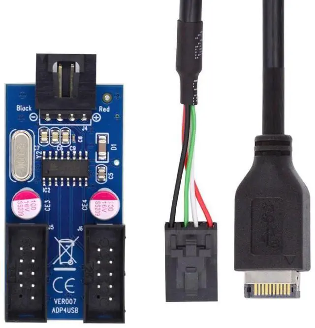 Main image of Vszerda USB 2.0/3.1 Type E Front Panel Header 1 to 2 9Pin/10Pin HUB Mainboard Header Extension Adapter Splitter Cable 0.98FT