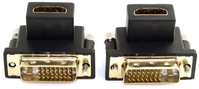 Main image of Vszerda 2 Pack HDMI to DVI Adapter,DVI Male to HDMI Female 90 Degree Angled Gold Plating Bidirectional Converter Adapter for TV, Monitor, Computer