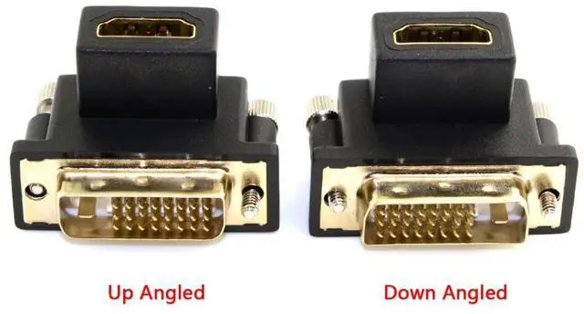 Alt view image 2 of 7 - Vszerda 2 Pack HDMI to DVI Adapter,DVI Male to HDMI Female 90 Degree Angled Gold Plating Bidirectional Converter Adapter for TV, Monitor, Computer