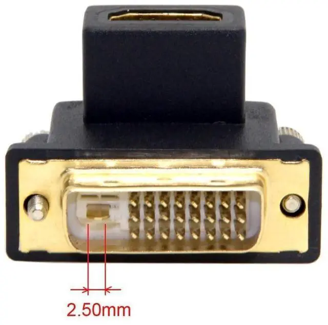 Alt view image 4 of 7 - Vszerda 2 Pack HDMI to DVI Adapter,DVI Male to HDMI Female 90 Degree Angled Gold Plating Bidirectional Converter Adapter for TV, Monitor, Computer