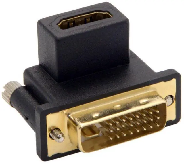 Alt view image 3 of 7 - Vszerda HDMI to DVI Adapter,DVI Male to HDMI Female 90 Degree UP Angled Gold Plating Bidirectional Converter Adapter for TV, Monitor, Computer