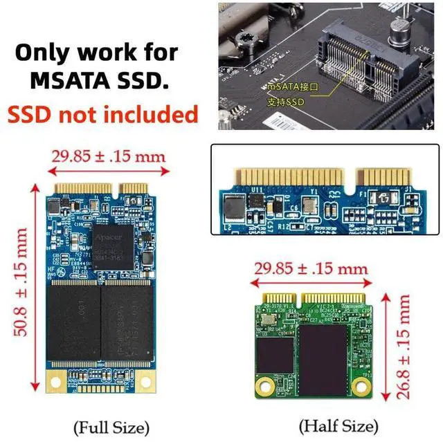 Alt view image 2 of 7 - Vszerda Mini PCI-E mSATA SSD to SATA 3.0 22Pin 2.5" HDD Hard Disk PCBA Adapter