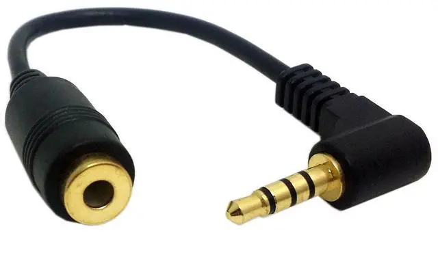Alt view image 2 of 7 - Vszerda Headphone/Audio Extension Cable,4 Pole 3.5mm Male to 3.5mm Female Audio Stereo Headphone 90 Degree Angled Extension Cable 10cm