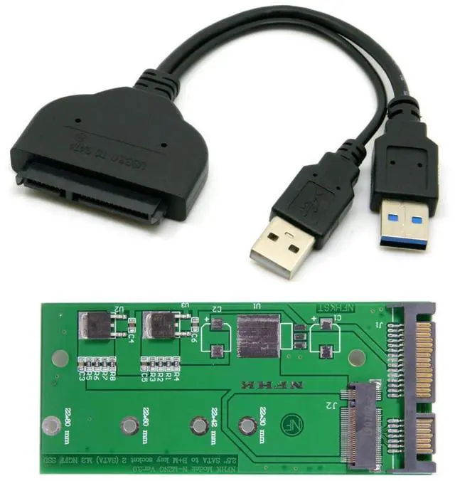 Alt view image 7 of 7 - Vszerda M.2 NGFF B/M-Key SATA SSD to 2.5" SATA Hard Disk PCB Converter Adapter (Not Work NVEM SSD to SATA) with SATA to USB 3.0 Data Cable