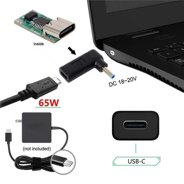 Alt view image 3 of 7 - Vszerda USB 3.1 Type C USB-C to DC 4.5mmx3.0mm Adapter Emulator Trigger 90 Degree Angled