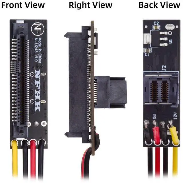 Alt view image 4 of 7 - Vszerda U.2 U.3 SFF-8639 SSD to SFF-8643 PCB Adapter Card with 5V/12V SATA Power Cable