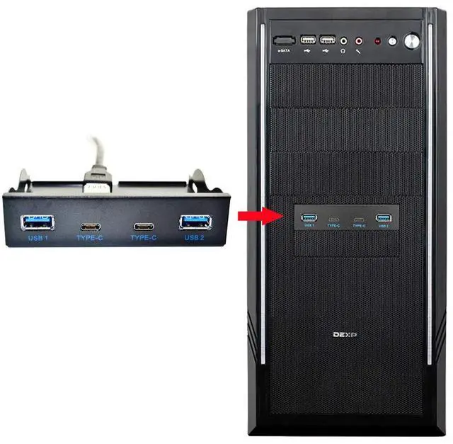 Alt view image 3 of 7 - Vszerda USB-C & USB 3.0 HUB 4 Ports Front Panel to Motherboard 20Pin Connector Cable for 3.5" Floppy Bay