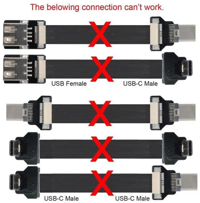 Alt view image 2 of 7 - Vszerda USB 2.0 Type C Male Flat Connector Support 480Mbps Data Transfer 5V Charging for Ribbon Cable,Raspberry Pi, GoPro,Drone, Camera, Gimbal