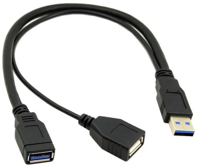 Alt view image 3 of 7 - Vszerda USB 3.0 Splitter Y Cable USB 1 Male to 2 Female Extra Power Data Extension Cable for 2.5" Mobile Hard Disk