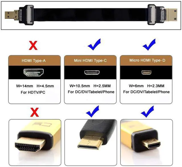 Alt view image 5 of 6 - Vszerda Micro HDMI to Mini HDMI Extension FPC Flat Cable 1080P for FPV HDTV Multicopter Aerial Photography 0.2M