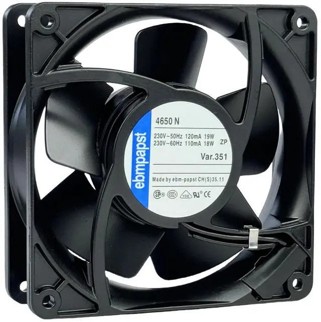 Alt view image 6 of 7 - for ebmpapst Cooling Fan 4650N, All Metal High Temperature Resistant Axial Cooling Fan 2-Pin 120x120x38mm AC 230V 50/60Hz 0.12A