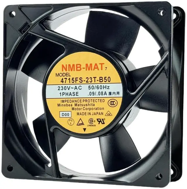 Main image of for NMB 4715FS-23T-B50 AXIAL Fan, 230VAC 0.09/0.08A 50/60Hz 12CM Cooling Fan, 120x120x38mm 12038 Cooling Fan