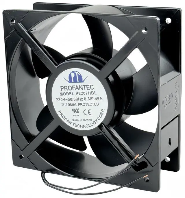 Main image of P2207HBL PROFANTEC Axial Fan, Electric Control Cabinet Cooling Fan AC230V 0.3/0.46A 50/60Hz, 2-Wire Thermal Protected Cooling Fan P2207HBL 208x208x72mm