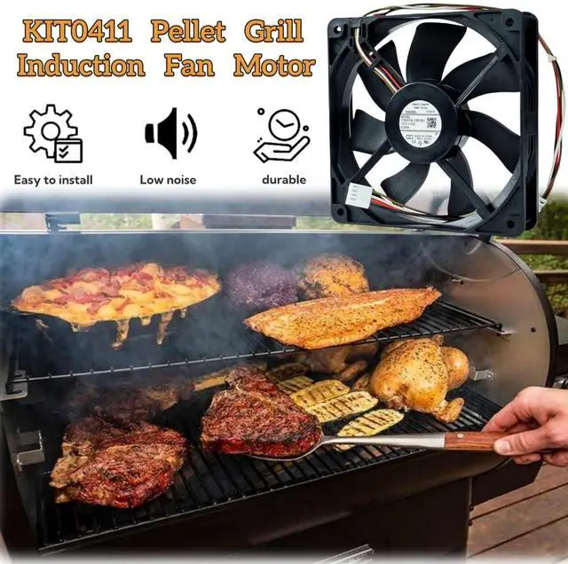 Alt view image 2 of 7 - 11925SA-12R-BU KIT0411 Pellet Grill Induction Fan Motor, 12V DC, 0.86A, 5.51 Inches, Compatible with Traeger D2 Pro 575 780, Ironwood 650 885, Silverton 620 810 Grills, Easy to Install
