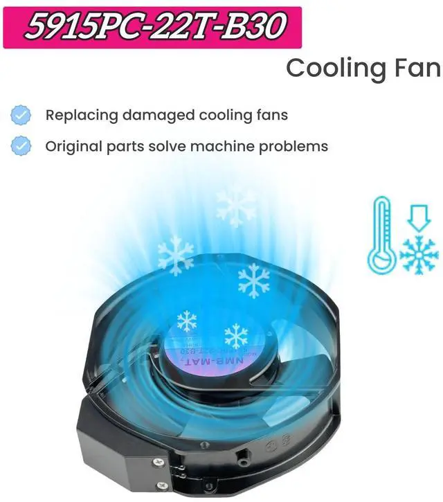 Alt view image 4 of 7 - for 5915PC-22T-B30 220V Cooling Fan, 40W/38W 50/60Hz 172X150X38mm Inverter Cooling Fan Enclosure Power Fan 5915PC-22T-B30