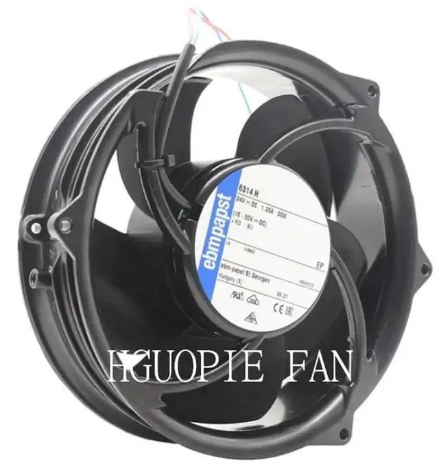Alt view image 3 of 5 - for Ebmpapst 6314H Axial Fan DC 24V 1.25A 30W 172x172x51mm 2-Wires Cooling Fan