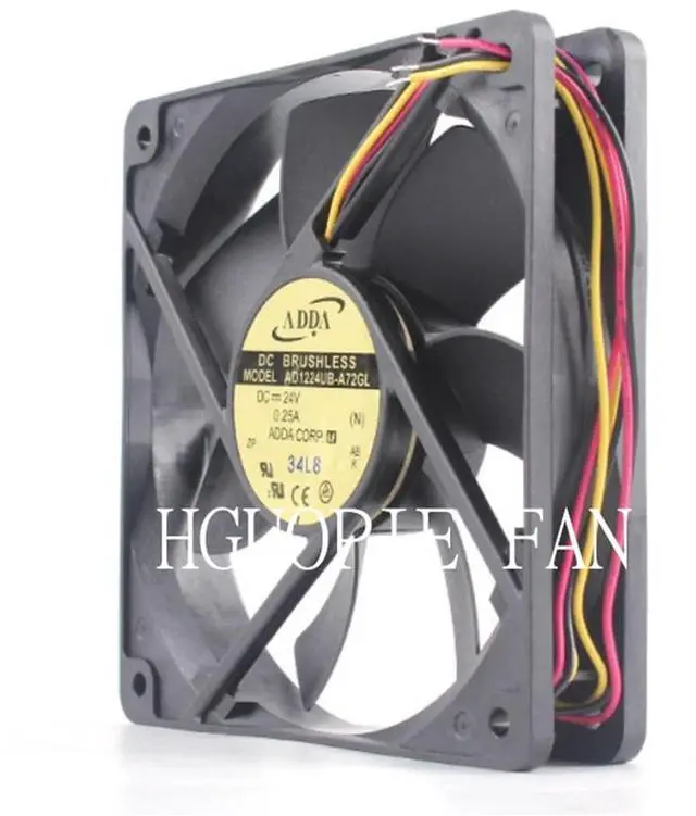 Alt view image 2 of 3 - for ADDA AD1224UB-A72GL Axial Fan 24VDC 0.25A 120X120X25MM 3wire RD Signal Alarm Fan