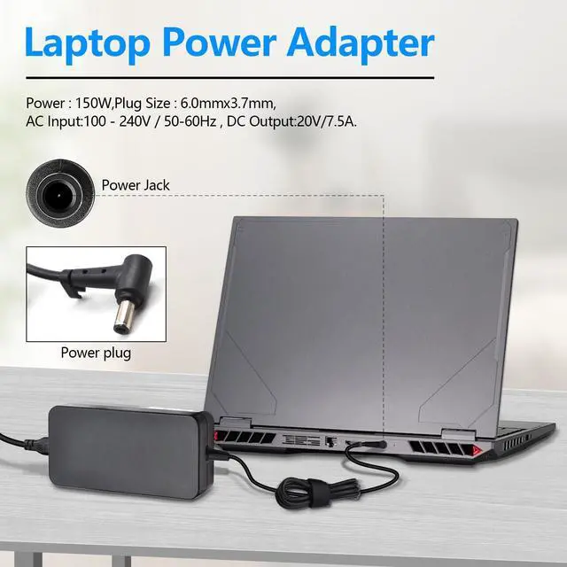 Alt view image 5 of 7 - 150W 20V 7.5A AC Laptop Charger Fit for ASUS Rog FX505GT FX505DD FX705GT | Compatible with ASUS ADP-150CH B A18-150P1A Rog FX505DT FX505DU FX705DD FX705DT FX705DU, 6.0x3.7mm with Power Cord