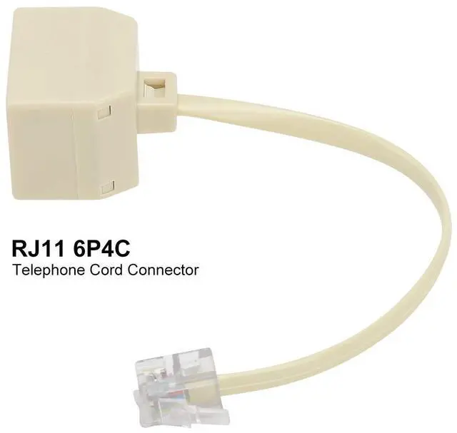 Alt view image 2 of 5 - Vszerda Two Way Telephone Splitters, Male to 2 Female Converter Cable RJ11 6P4C Telephone Wall Adaptor and Separator for Landline (Yellow, 2 Pack)