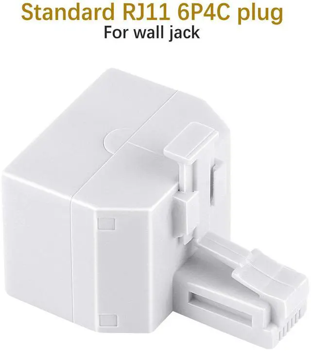 Alt view image 3 of 6 - Vszerda RJ11 Duplex Wall Jack Adapter Dual Phone Line Splitter Wall Jack Plug 1 to 2 Modular Converter Adapter for Office Home Fax Model Cordless Phone System, White(2 Pack)