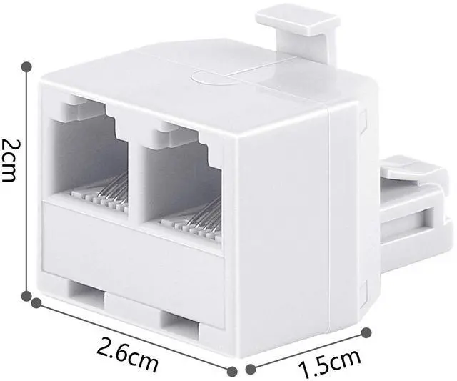 Alt view image 6 of 6 - Vszerda RJ11 Duplex Wall Jack Adapter Dual Phone Line Splitter Wall Jack Plug 1 to 2 Modular Converter Adapter for Office Home Fax Model Cordless Phone System, White(2 Pack)