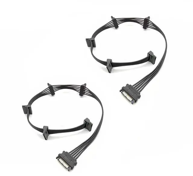 Main image of Vszerda 2 Pack 15 Pin SATA to 5 SATA Power Splitter Extension Cable for HDDSSD - 21 Inches