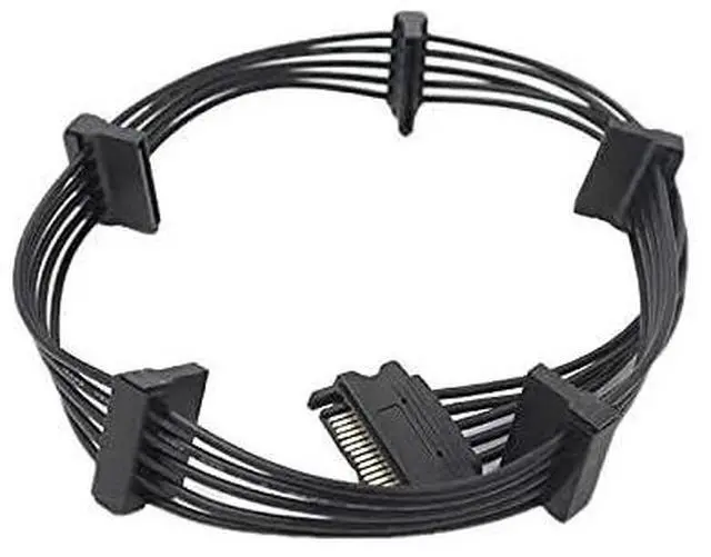 Alt view image 4 of 5 - Vszerda 2 Pack 15 Pin SATA to 5 SATA Power Splitter Extension Cable for HDDSSD - 21 Inches