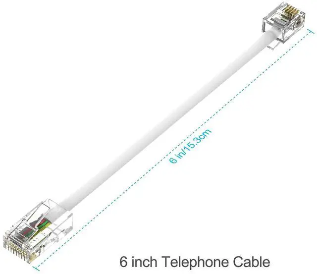 Alt view image 6 of 7 - Phone Jack to Ethernet Cable Adapter, RJ45 8P8C Female to RJ11 6P4C Male for Landline Telephone Service (2 Pack)