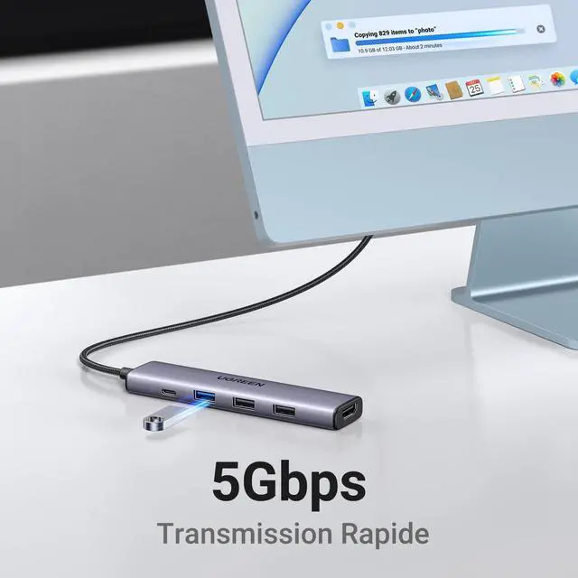 Alt view image 5 of 7 - UGREEN Revodok 105 USB C Hub 5 in 1 Multiport Adapter 4K HDMI, 100W Power Delivery, 3 USB-A Data Ports, USB C Dongle for MacBook Pro/Air, iPad Pro, iMac, iPhone 15 Pro/Pro Max, XPS, Thinkpad