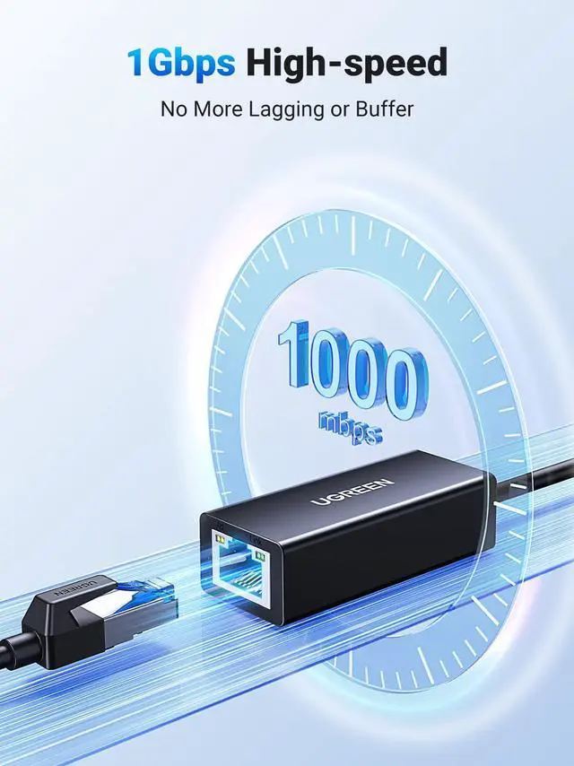 Alt view image 2 of 7 - UGREEN USB to Ethernet Adapter, 1000Mbps Plug and Play Ethernet Adapter with USB 3.0, Driver Free, RJ45 LAN Network Dongle Compatible with Nintendo Switch, Laptop, PC, MacBook, Windows, macOS, Linux